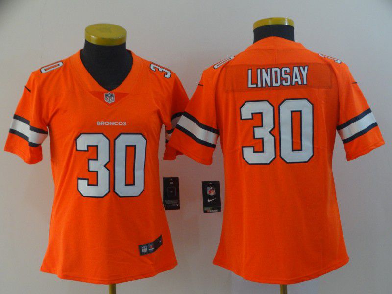 Women Denver Broncos #30 Lindsay Orange Nike Vapor Untouchable Limited Playey NFL Jerseys